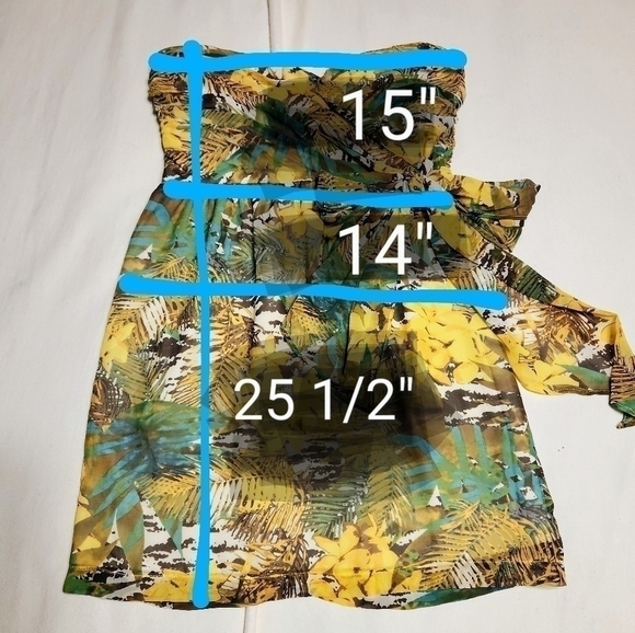Forever 21 Tropical Print Chiffon Strapless Mini Dress Small - Picture 13 of 13